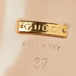 Pre Owned Gucci Black Leather GG Marmont Fringe Detail Block Heel Pumps Size 37