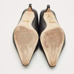 Pre Owned Gucci Zumi Interlocking G Size 36.5 Black Leather Mules