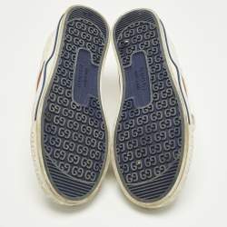 Pre Owned Gucci Guccissima White Crochet Lace Up Sneakers Size 38