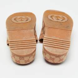 Pre Owned Gucci GG Canvas Size 36.5 Beige Canvas Platform Sandals
