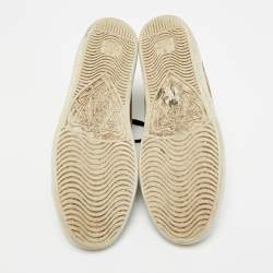 Pre Owned Gucci California Size 36.5 Brown/Navy Blue Coated Canvas and Leather High Top Sneakers