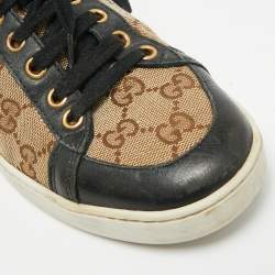 Pre Owned Gucci California Size 36.5 Brown/Navy Blue Coated Canvas and Leather High Top Sneakers