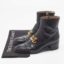 مملوكة مسبقًا حذاء غوتشي بوت للكاحل جلد أسود مقاس 37
