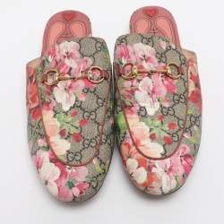 مملوكة مسبقًا Gucci Horsebit Princetown Size 41 Multicolor Floral Supreme Canvas Flat Mules