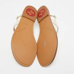 مملوكة مسبقًا Gucci Interlocking G Size 40.5 Cream Leather Slingback Sandals