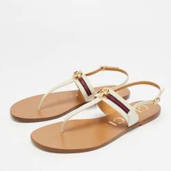 مملوكة مسبقًا Gucci Interlocking G Size 40.5 Cream Leather Slingback Sandals