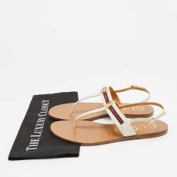 مملوكة مسبقًا Gucci Interlocking G Size 40.5 Cream Leather Slingback Sandals