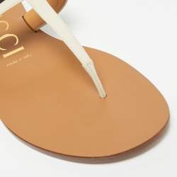 مملوكة مسبقًا Gucci Interlocking G Size 40.5 Cream Leather Slingback Sandals
