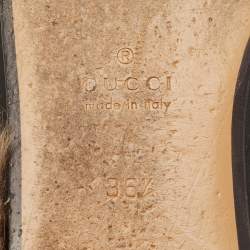 Pre Owned Gucci Princetown Size 36.5 Black Leather and Fur Lined Flat Mules