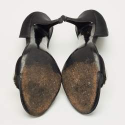 مملوكة مسبقًا Gucci Crystal Embellished Size 36.5 Black Satin Open Toe D'orsay Pumps