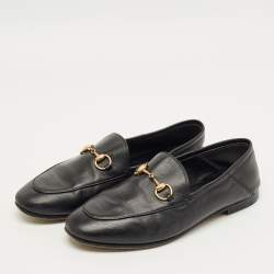 مملوكة مسبقًا Gucci Brixton Foldable Size 36.5 Black Leather Loafers