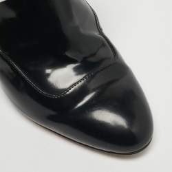 Pre Owned Gucci Size 36 Black/White Patent Leather Bow Ankle Length Boots