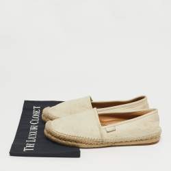 Pre Owned Gucci Size 39.5 Cream Leather Espadrille Flats