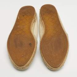 Pre Owned Gucci Size 39.5 Cream Leather Espadrille Flats