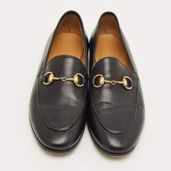 Pre Owned حذاء لوفرز غوتشي برينستاون جلد أسود سليب أون مقاس 35.5