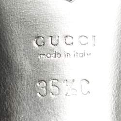 Pre Owned صندل غوتشي جلد أسود وسويدي بحزام للكاحل مقاس 35.5