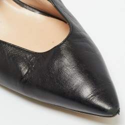 مملوكة مسبقًا Gucci Sylvie Size 38 Black Leather Pointed Toe Web Unia Mary Jane Pumps