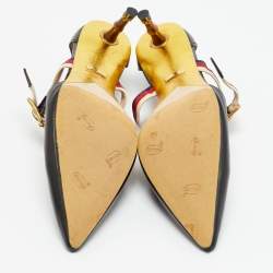 مملوكة مسبقًا Gucci Sylvie Size 38 Black Leather Pointed Toe Web Unia Mary Jane Pumps