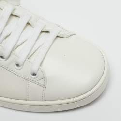 مملوكة مسبقًا Gucci Ace Size 38 White Leather and Python Embossed Leather Low Top Sneakers