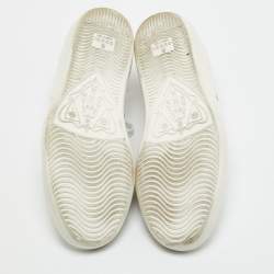 مملوكة مسبقًا Gucci Ace Size 38 White Leather and Python Embossed Leather Low Top Sneakers