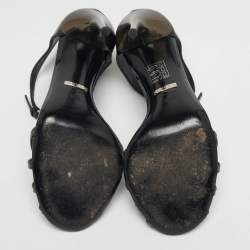 Pre Owned صندل غوتشي سير كاحل جلد براءات اختراع أسود مقاس 35.5