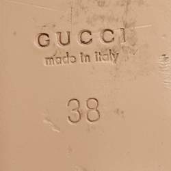 Pre Owned Gucci Double G Size 38 Green Leather Ankle Strap Sandals