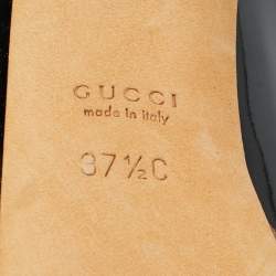 مملوكة مسبقًا Gucci Horsebit Size 37.5 Black Patent Leather Peep Toe Pumps