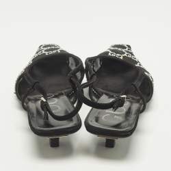 Pre Owned Gucci Size 36.5 Black Mesh and Suede Crystal Embellished Slingback Pumps