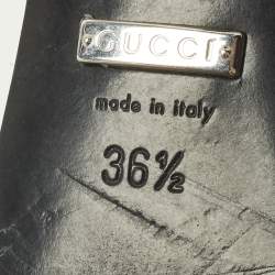 Pre Owned Gucci Size 36.5 Black Mesh and Suede Crystal Embellished Slingback Pumps