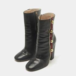 مملوكة مسبقًا Gucci Carly Malaga Size 36 Black Leather Ankle Length Boots
