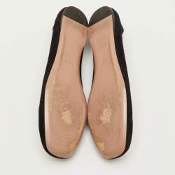 مملوكة مسبقًا Gucci Interlocking G Size 40.5 Black Crystal Embellished Suede Ballet Flats