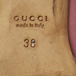 Pre Owned حذاء كعب عالي غوتشي هورسبت مقدمة مفتوحة جلد وردي فاتح مقاس 38