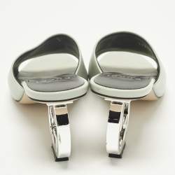 مملوكة مسبقًا Gucci Interlocking G Size 38.5 Mint Green Leather Slide Sandals