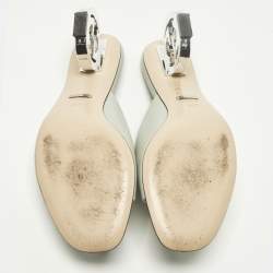 مملوكة مسبقًا Gucci Interlocking G Size 38.5 Mint Green Leather Slide Sandals