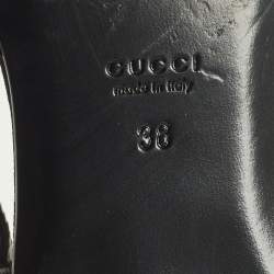 Pre Owned حذاء كعب عالي غوتشي سويد وأسود وشبك مزين بالكريستال بكعب مفتوح من الخلف مقاس 37