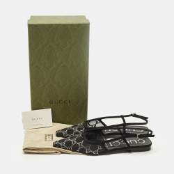 Pre Owned حذاء كعب عالي غوتشي سويد وأسود وشبك مزين بالكريستال بكعب مفتوح من الخلف مقاس 37