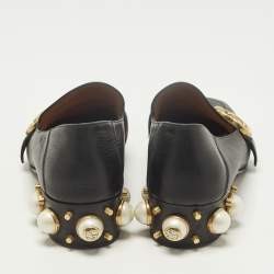 Pre Owned حذاء لوفرز غوتشي جي مزدوج جلد أسود مقاس 37