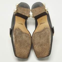 Pre Owned حذاء لوفرز غوتشي جي مزدوج جلد أسود مقاس 37