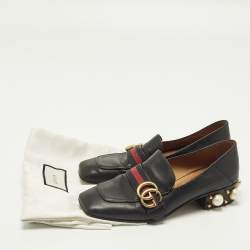 Pre Owned حذاء لوفرز غوتشي جي مزدوج جلد أسود مقاس 37