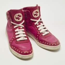 مملوكة مسبقًا Gucci Dapper Dan Size 37.5 Red/Purple Canvas and Leather High Top Sneakers