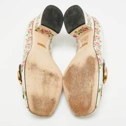 مملوكة مسبقًا Gucci Marmont Size 36 Multicolor Leather  Rose Print Fringe Pumps 