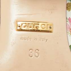 مملوكة مسبقًا Gucci Marmont Size 36 Multicolor Leather  Rose Print Fringe Pumps 