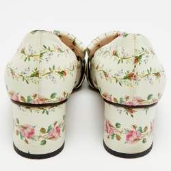 مملوكة مسبقًا Gucci Marmont Size 36 Multicolor Leather  Rose Print Fringe Pumps 