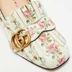 مملوكة مسبقًا Gucci Marmont Size 36 Multicolor Leather  Rose Print Fringe Pumps 