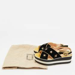 Pre Owned صندل غوتشي كت أوت جلد أسود بكعب روكي مقاس 37