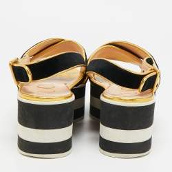 Pre Owned صندل غوتشي كت أوت جلد أسود بكعب روكي مقاس 37