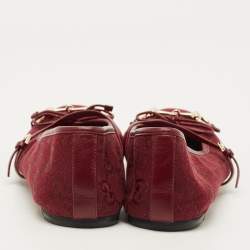 Pre Owned حذاء باليرينا ماري جين فلات غوتشي كانفاس جلد هورسبيت خمري مقاس 38