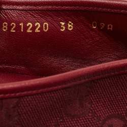 Pre Owned حذاء باليرينا ماري جين فلات غوتشي كانفاس جلد هورسبيت خمري مقاس 38