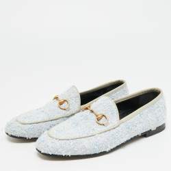 مملوكة مسبقًا حذاء لوفرز غوتشي هورسبيت جوردان كانفاس جي جي بيج/أزرق وجلد مقاس 36.5