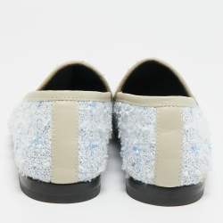 مملوكة مسبقًا حذاء لوفرز غوتشي هورسبيت جوردان كانفاس جي جي بيج/أزرق وجلد مقاس 36.5